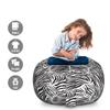Ambesonne Zebra Print Storage Toy Bag Chair, Striped Zebra Animal Print Nature Wildlife Inspired Simplistic Illustration, Stuffed Animal Organizer Washable Bag, Large Size, White Charcoal view 2