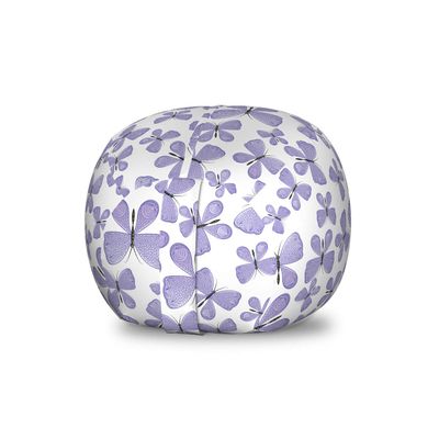 Ambesonne Butterfly Storage Toy Bag Chair, Continuous Pattern of Monotone Abstract Winged Delicate Insect, Stuffed Animal Organizer Washable Bag, Small Size, Blue Grey