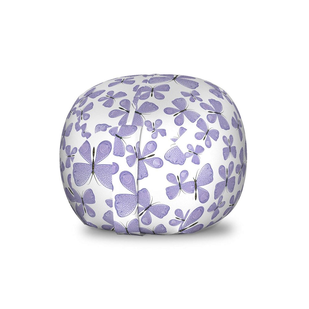 Ambesonne Butterfly Storage Toy Bag Chair, Continuous Pattern of Monotone Abstract Winged Delicate Insect, Stuffed Animal Organizer Washable Bag, Small Size, Blue Grey