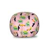 Ambesonne Bird Print Storage Toy Bag Chair, Funny Summer Pattern with Exotic Fruit Palm and Toucans on Pastel Back, Stuffed Animal Organizer Washable Bag, Small Size, Pink Black view 1