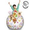 Ambesonne Luau Storage Toy Bag Chair, Petals Monstera Leaves Flamingo Pineapple and Irregular Polka Dots, Stuffed Animal Organizer Washable Bag, Large Size, White Seafoam view 3