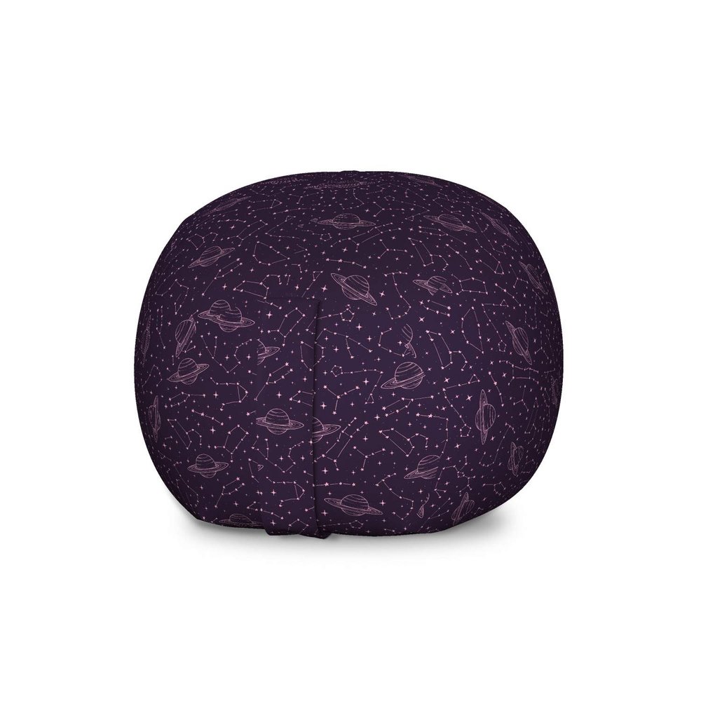 Ambesonne Galaxy Storage Toy Bag Chair, Zodiac Constellations Along Planets Saturn Cosmic Space Libra Taurus Astronomy, Stuffed Animal Organizer Washable Bag, Large Size, Plum Pink