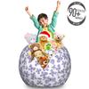 Ambesonne Butterfly Storage Toy Bag Chair, Continuous Pattern of Monotone Abstract Winged Delicate Insect, Stuffed Animal Organizer Washable Bag, Large Size, Blue Grey view 3