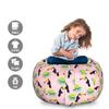 Ambesonne Bird Print Storage Toy Bag Chair, Funny Summer Pattern with Exotic Fruit Palm and Toucans on Pastel Back, Stuffed Animal Organizer Washable Bag, Large Size, Pink Black view 2