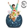 Ambesonne Nautical Storage Toy Bag Chair, Frock of Frolicking Sharks and Fish Herds Diving Wildlife Exotic Deep Sea Ocean, Stuffed Animal Organizer Washable Bag, Large Size, Blue view 3