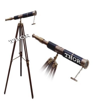 Royal Telescope Black Leather Single Barrel Wooden Stand Home Decor 27" Rustic Vintage Home Decor Gifts