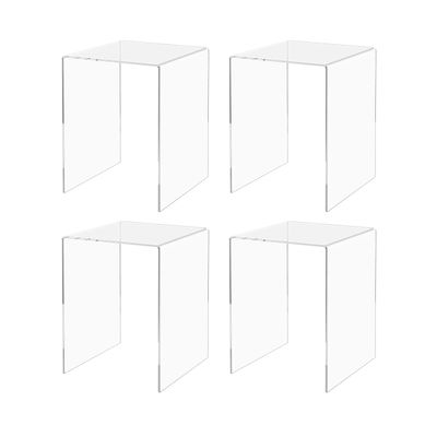 Marketing Holders 4 Pack Clear Acrylic Riser Display Stand 6" x 8" Merchandise Showcase for Retail Stores and Boutiques Throne Counter or Tabletop Decor Platform
