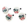 Polmedia Polish Pottery Set of 4 Drawer Pull Knobs 1-1/2 inch - Hanging Flowers Pattern Handmade in Boleslawiec Poland by Ceramika Artystyczna + Certificate of Authenticity view 1