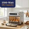 Elite Gourmet EAF1010D Programmable 10L Air Fryer Convection Countertop Oven, 8 Menu Settings, Temperature + Timer Controls, Bake, Toast, Broil, Air Fry, 1500W with Recipes, Steel Exterior view 2