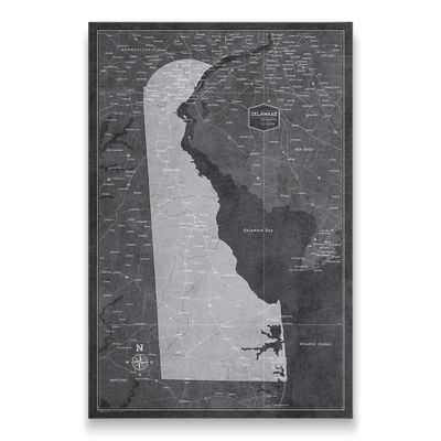 Conquest Maps Push Pin Delaware Map Board - With Push Pins to Mark Delaware Travels - Handmade in Ohio, USA - Design: Modern Slate