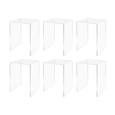 Marketing Holders 6 Pack Retail Clear Acrylic Riser Display Stand 8" x 8" x 12" One Piece Tall Reusable Platform for Counter or Tabletops Buffet Food Risers