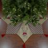 48" Red and Brown Burlap and Plaid Reindeer Christmas Tree Skirt with Tassels view 2