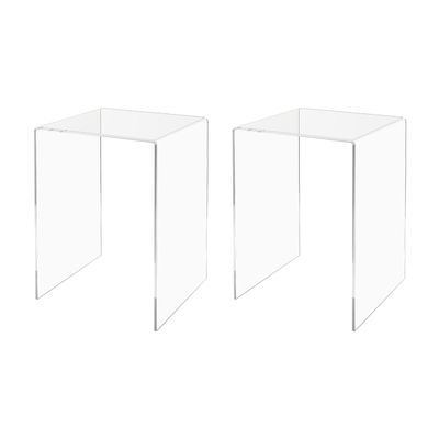 Marketing Holders 2 Pack Retail Showcase Riser Stand 8" x 8" x 12" One Piece Tall Stand Reusable Fixture for Counter or Tabletops Clear Acrylic