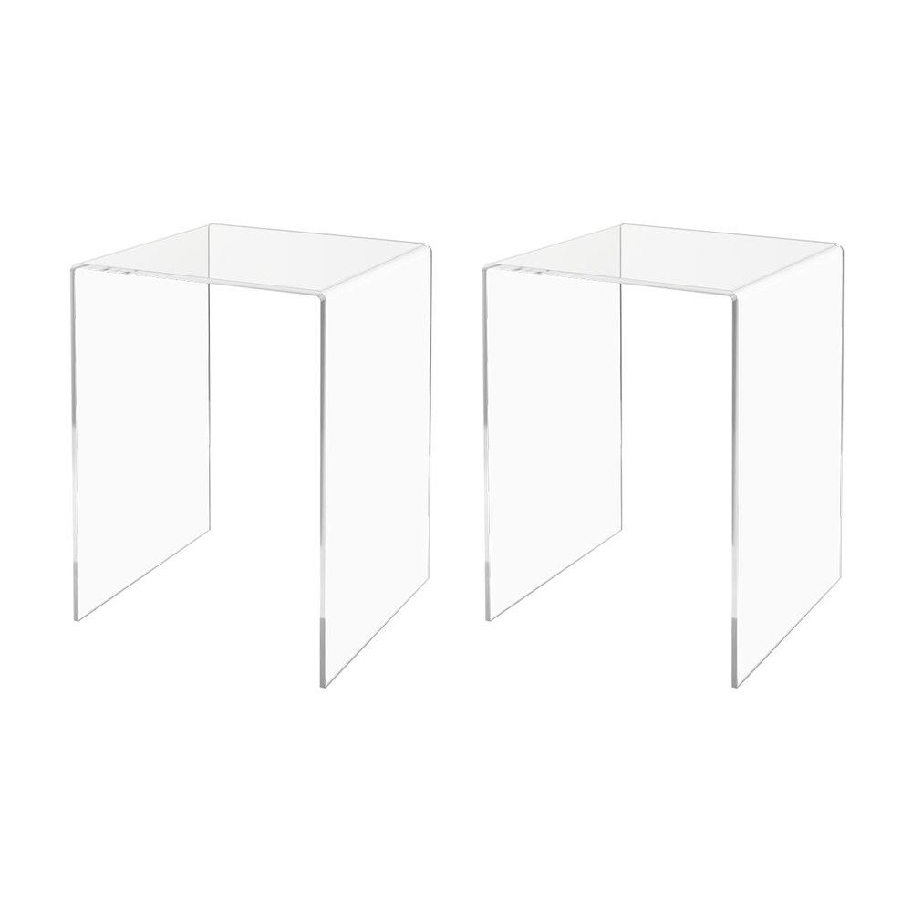 Marketing Holders 2 Pack Retail Showcase Riser Stand 8" x 8" x 12" One Piece Tall Stand Reusable Fixture for Counter or Tabletops Clear Acrylic