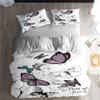 LanS Flower Butterfly Animal Series Duvet Cover Bedding Set, Duvet Cover and Pillowcase, 3/4 Piece Set (Duvet Cover + 2 Pillowcases + Sheets) Health/Soft/colourfast (C,King-3PCS-229x259cm) view 1