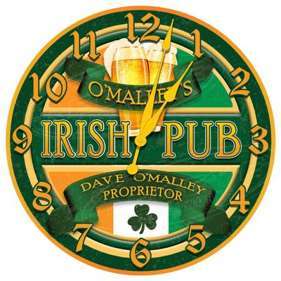 Decorative Concepts Irish Pub 18" Diameter Aluminum Metal Round Wall Clock