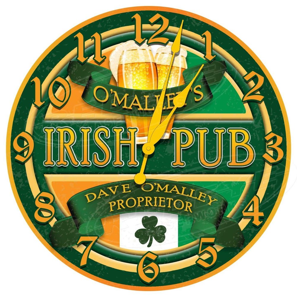 Decorative Concepts Irish Pub 18" Diameter Aluminum Metal Round Wall Clock