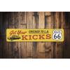 Aluminum Sign Get Your Kicks on Route 66 Chicago to Los Angeles Custom Themed for Road Trip Metal Wall Decor Travel Hanging Plaque with Pre-Drilled Holes 6x24 Inch view 2