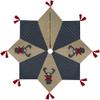 48" Blue and Brown Burlap and Plaid Reindeer Christmas Tree Skirt with Tassels view 1