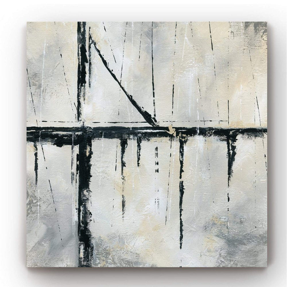 Renditions Gallery Modern Canvas Artwork for Home Urban Across Bridge Black Grey Abstract Paintings for Bedroom Dinning Office Kitchen Decor - 40"x40" LT34