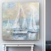 Renditions Gallery Canvas Wall Paintings Sail Away White Boats in Ocean Modern Abstract Prints for Bedroom Home Kitchen Decor - 40"x40" LT34 view 4