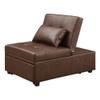 Powell Linon Boone Upholstered Faux Leather Convertible Chair to Sofa Bed in Brown view 1
