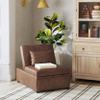 Powell Linon Boone Upholstered Faux Leather Convertible Chair to Sofa Bed in Brown view 2