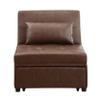 Powell Linon Boone Upholstered Faux Leather Convertible Chair to Sofa Bed in Brown view 4
