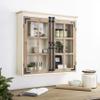 Kate and Laurel Hutchins Decorative Farmhouse Wood Wall Cabinet, 30 x 6.5 x 27.5, White and Brown, Wall Cabinet with Window Pane Glass Door view 2