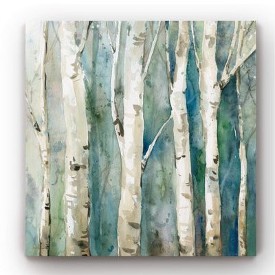Renditions Gallery Nature Wall Art for Living Room White River Birch Trees Canvas Hanging Artwork for Bedroom Dinning Office Kitchen Decor - 40"x40" LT34