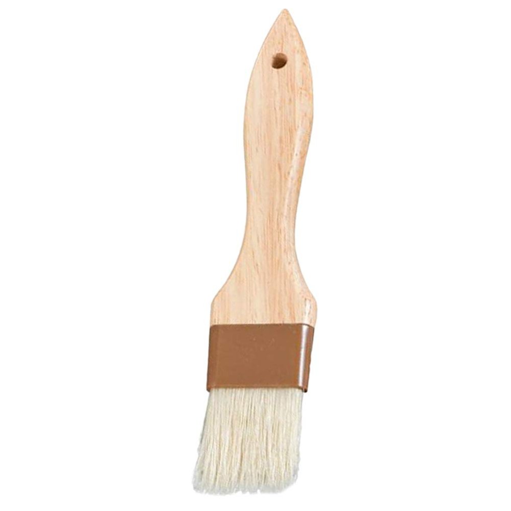 Cabilock 1pc Wooden Handle Basting Brush Wool Brush for Bbq Baking and Cooking Kitchen Utensil for Oil Butter and Sauce Application Khaki