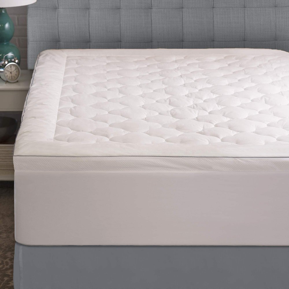 Allied Home Twin Cooling Mattress Topper - 100% Cotton Pillow Top Cooling Bed Topper for Night Sweats - Down Alternative Mattress Topper for Mattresses Up to 20" Deep, 39x75x15x2