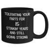 15th Wedding Anniversary Mug Still Tolerating Your Farts Funny 11 oz or 15 oz Black Ceramic Coffee Cup view 2