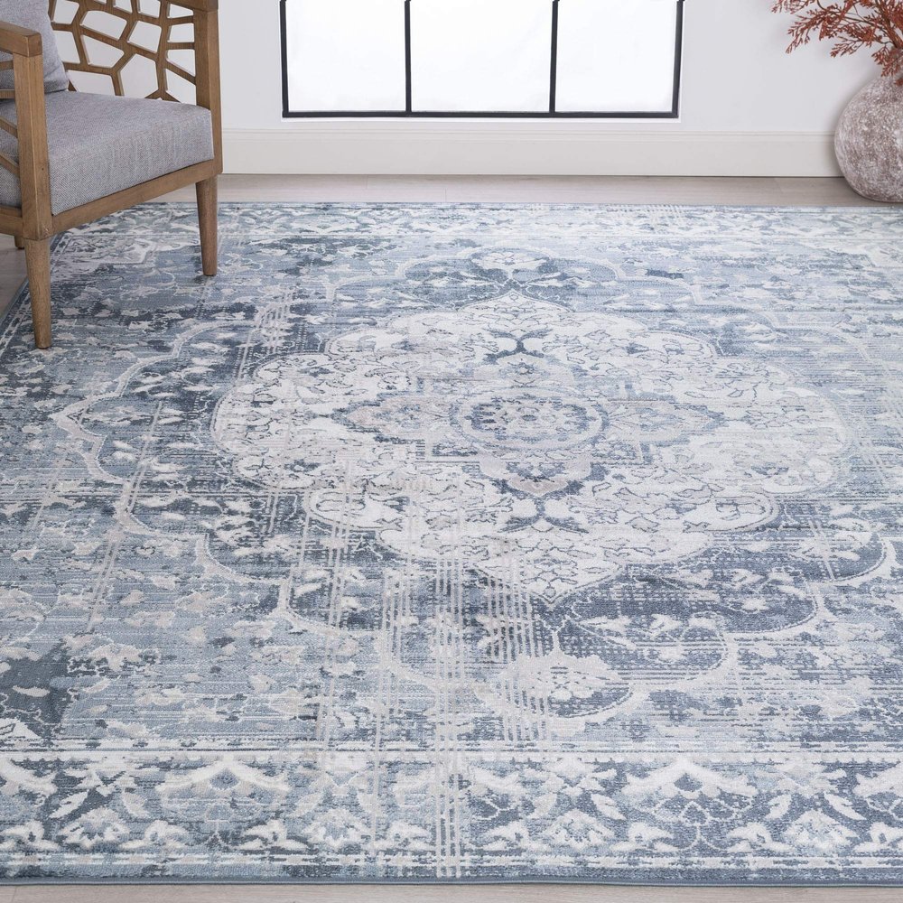 Harris Blue Modern 5x7 Area Rug 5x7 - Area Rugs for Living Room - Dining Room Rug - Bedroom Rug - Kitchen Rug - Entryway Rug Carpet - Alfombras para Salas - Medallion