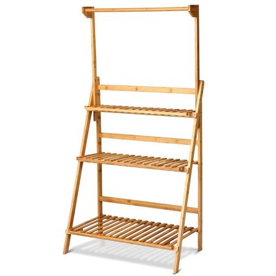 3 Tier Bamboo Hanging Folding Plant Shelf Stand Flower Display Rack Bookcase