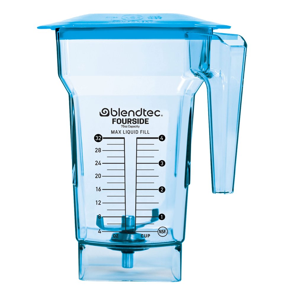 Blendtec 75 oz FourSide Commercial Jar - Four-Sided Replacement Blender Jar - Compatible with Most Blendtec Blenders - 32 oz Blending Capacity - Blue