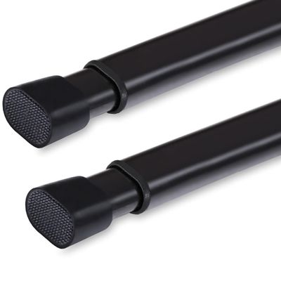 2 Pack Tension Rod Oval Spring Tension Curtain Rod Adjustable 22 to 36 Inches Small Short Black Tension Rods No Drilling Spring Loaded Curtain Rods For Doors and Windows, 22-36 Inch, Black