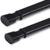 2 Pack Tension Rod Oval Spring Tension Curtain Rod Adjustable 22 to 36 Inches Small Short Black Tension Rods No Drilling Spring Loaded Curtain Rods For Doors and Windows, 22-36 Inch, Black view 1