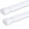2 Pack Tension Rod Oval Spring Tension Curtain Rod Adjustable 22 to 36 Inches Small Short White Tension Rods No Drilling Spring Loaded Curtain Rods For Doors and Windows, 22-36 Inch, White view 1