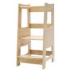 EGREE Toddler Kitchen Step Stool with Safety Rail Kids Wooden Standing Tower for Kitchen Counter and Bathroom Sink, 3 Heights Adjustable Step Up Stool Mothers' Helper, Solid Wood Construction, Natural view 1