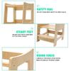EGREE Toddler Kitchen Step Stool with Safety Rail Kids Wooden Standing Tower for Kitchen Counter and Bathroom Sink, 3 Heights Adjustable Step Up Stool Mothers' Helper, Solid Wood Construction, Natural view 2