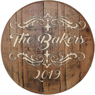Aged Personalized Last Name Sign for Home Authentic Whiskey Barrel Wall Art