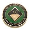 21 Year NA Black and Green Diamond Style Recovery, Clean, Medallion - Chip, Coin, Token view 1