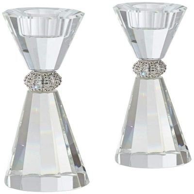 7 1/4" High Crystal Candle Holders Set of 2