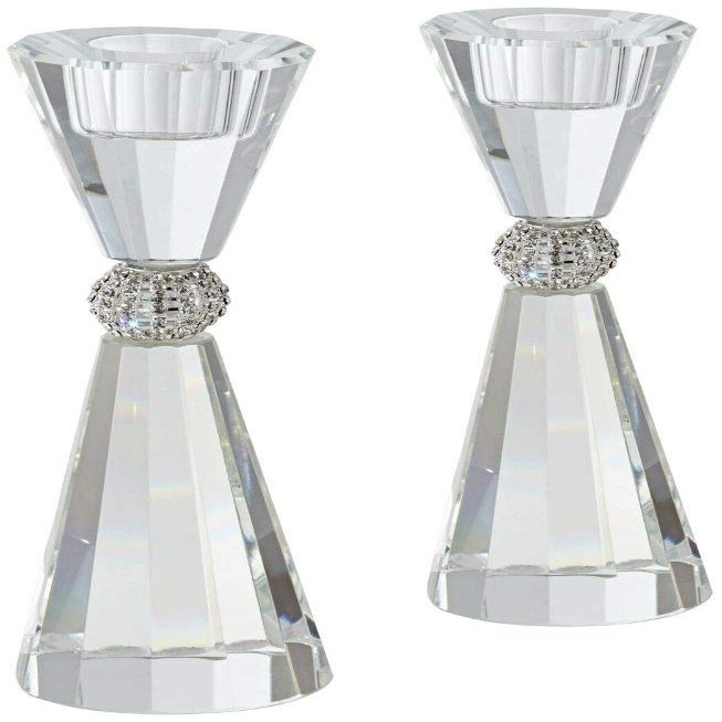 7 1/4" High Crystal Candle Holders Set of 2