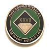 27 Year NA Black and Green Diamond Style Recovery, Clean, Medallion - Chip, Coin, Token view 1
