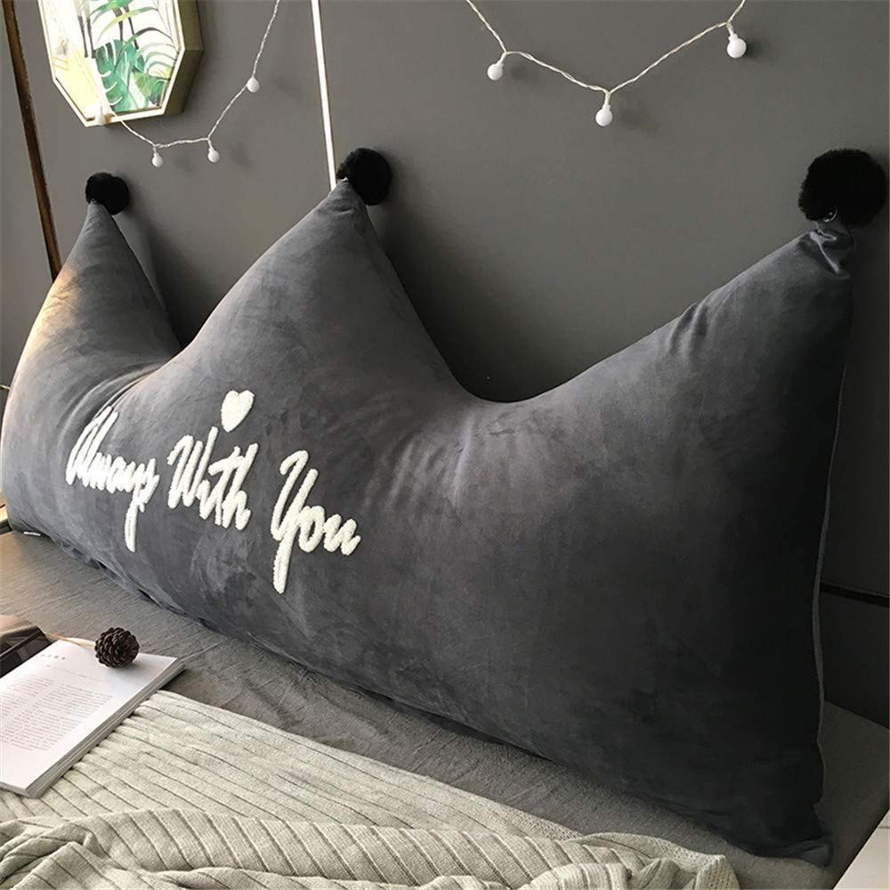 RXBFD Creative Crown Large Backrest Pillow Plush Triangular Headboard Double Tatami Reading Bedside Back Cushion for Sofa Bed Bedroom Baby Cot EtcF-150x80(59x31inch)