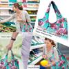 BeeGreen 10 Pack Washable Floral Grocery Bags for Shopping Reusable Tote Bags Extra Large 50LBS Cute Flower Design Foldable Reusable Bags for Women Men Lightweight Durable view 2