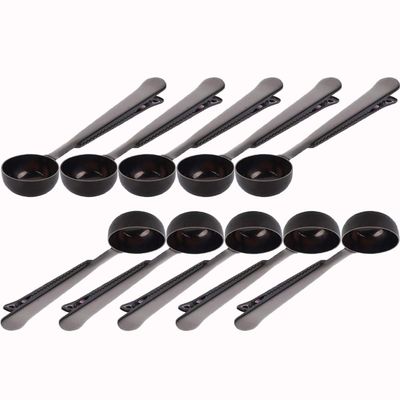 10 Pakcs scoop and clip 2 in 1 Stainless Steel 1 tbsp Ground Measuring Spoon with Bag Clip for Coffee Tea
