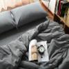 F.Y.Dreams 100% Washed Cotton Duvet Cover for Weighted Blanket 80x87 inches with 16 Ties, Zipper on Long Side/Grey/Just Duvet Cover view 4